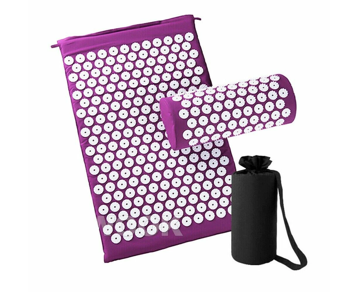 Massage Acupressure Mat Yoga Shakti Sit Lying Mats Pain Stress Relax -Purple