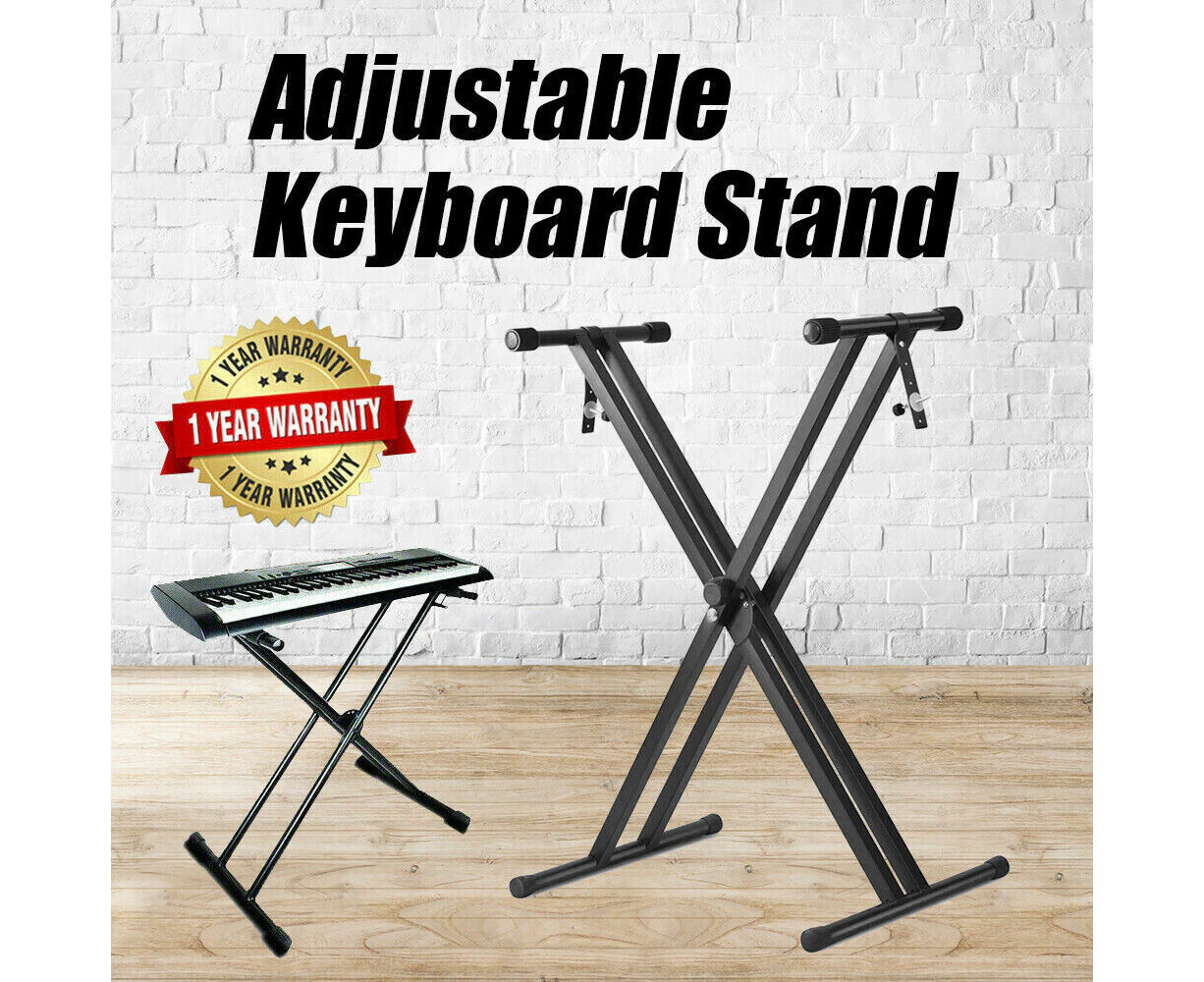 Adjustable Keyboard Stand Piano Music Heavy Duty Double Brace Folding - 99x42cm