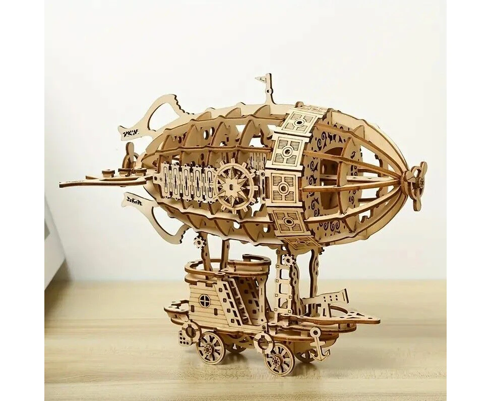 3D Wooden Puzzle Airship Three-dimensional Handmade DIY Wooden Gits Decor