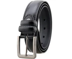 Adjustable Black Leather Belt for Men