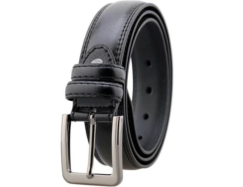 Adjustable Black Leather Belt for Men