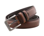 Genuine Leather Brown Men's Belt with Alloy Pin Buckle – Adjustable 110-130cm