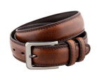 Genuine Leather Brown Men's Belt with Alloy Pin Buckle – Adjustable 110-130cm