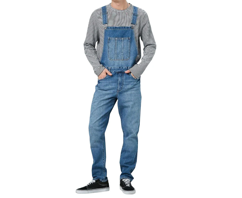 Men Suspender Denim Jeans Dungaree Overall One Piece Jumpsuit Bib Pants Trousers