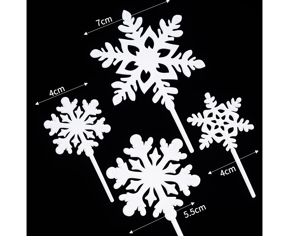 8Pcs Snowflake Cake Toppers Ice Cake Decorations, Winter Themed Cake Holders, Birthday Party, Christmas and Snowflake Cake Decorations