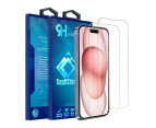 [2 PACK] For Apple iPhone 15 SupRShield Tempered Glass Screen Protector Film Guard