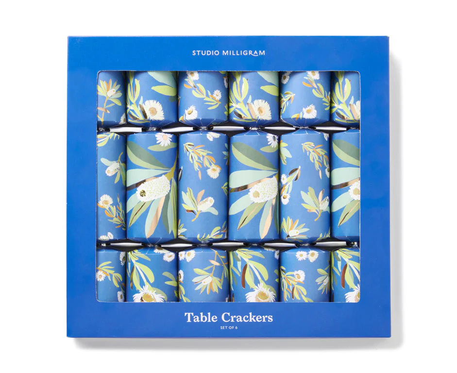 Australiana Floral Christmas Crackers - Blue