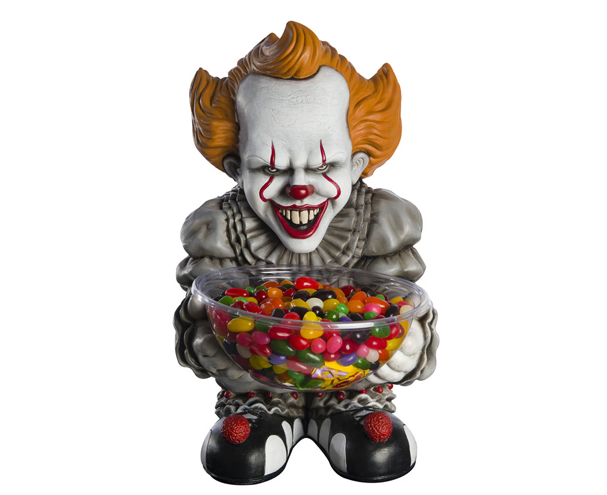 Pennywise IT 38cm Candy Bowl Clear Holder Clown Halloween Decor Sweets Container