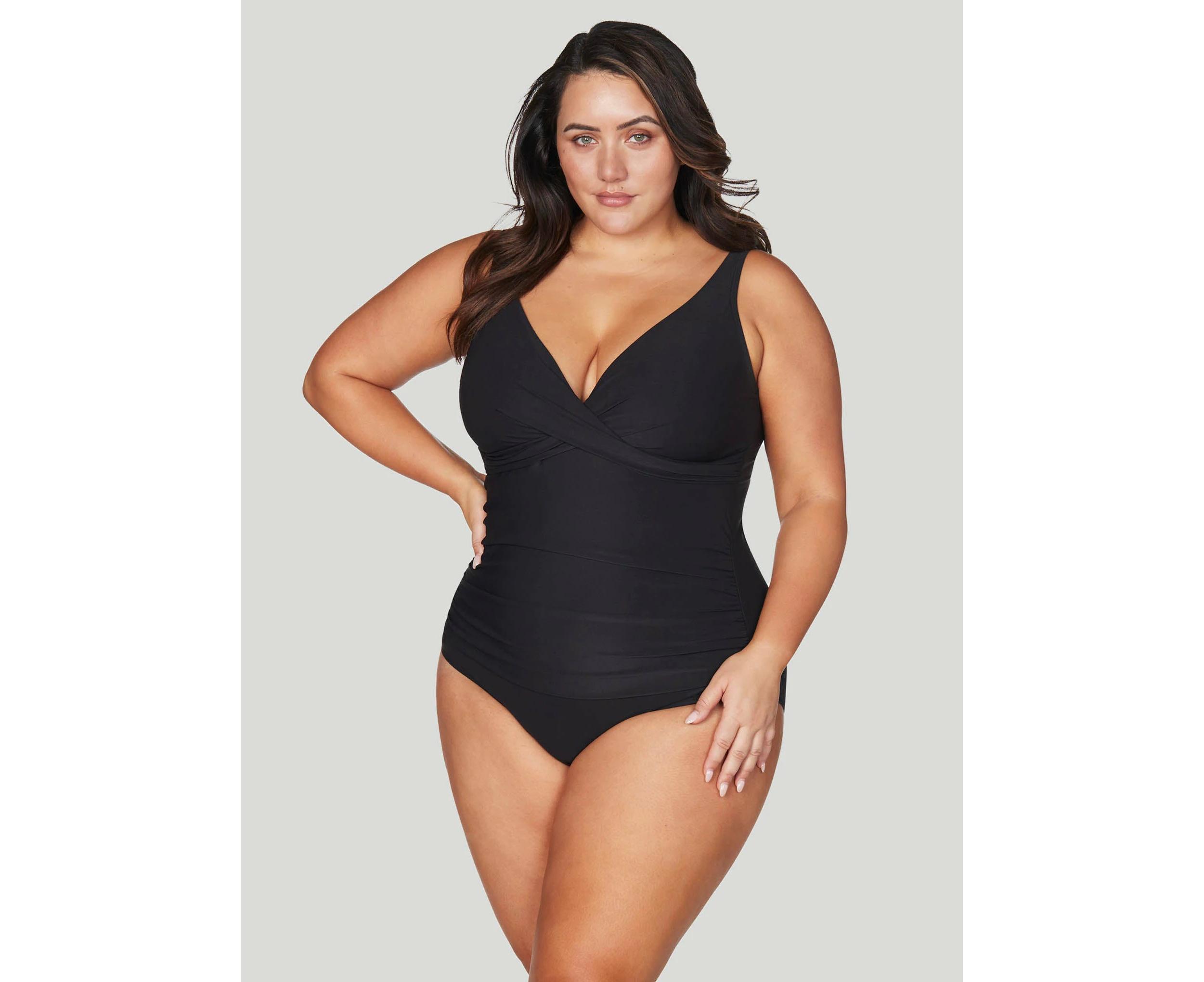 Artesands: Hues Delacroix Cross Front One Piece Swimsuit R  Black