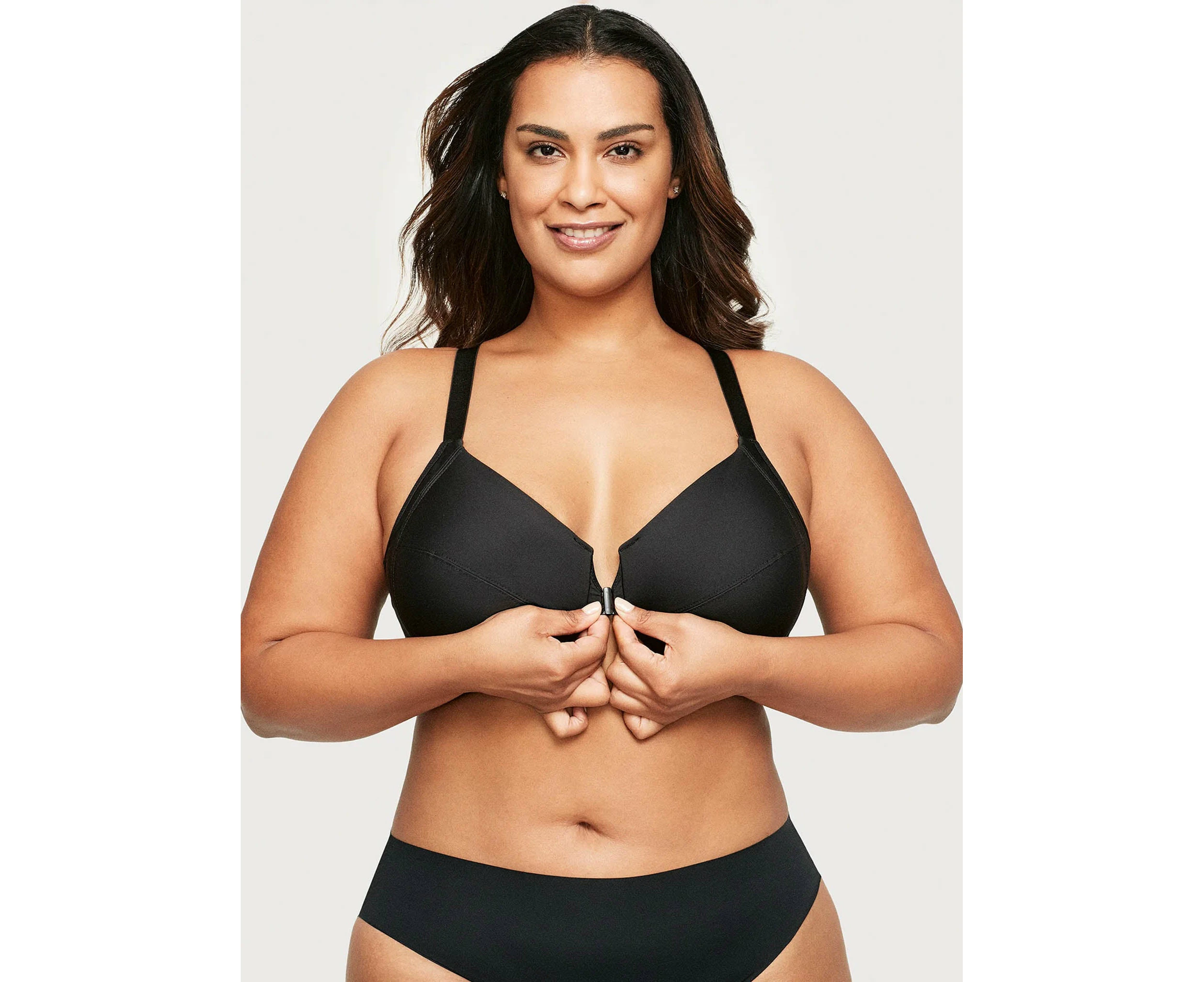 Glamorise: Wonderwire Front Close Smoothing Bra  Black