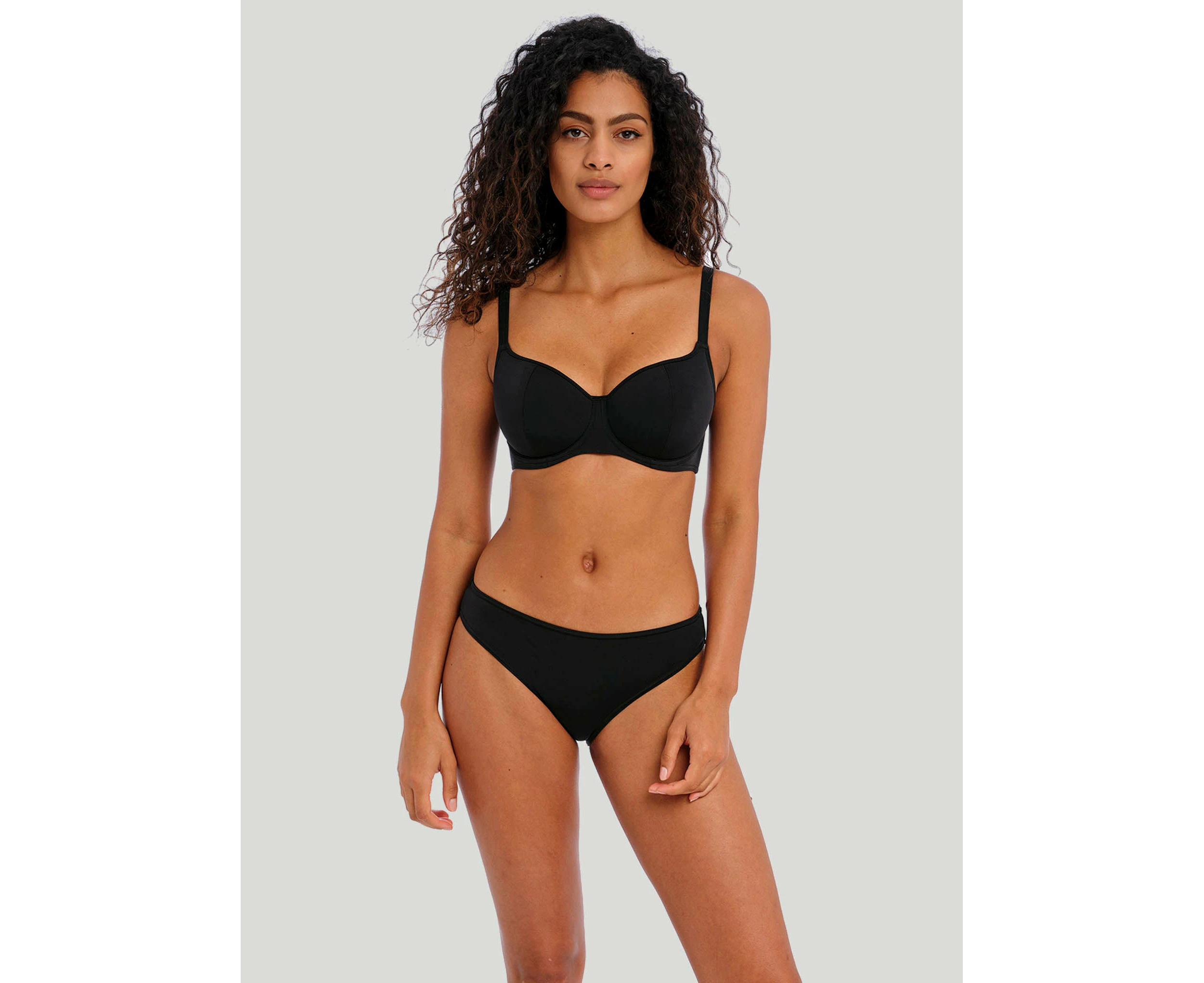 Freya Swimwear: Jewel Cove Underwired Sweetheart Padded Bikini Top  Plain Black