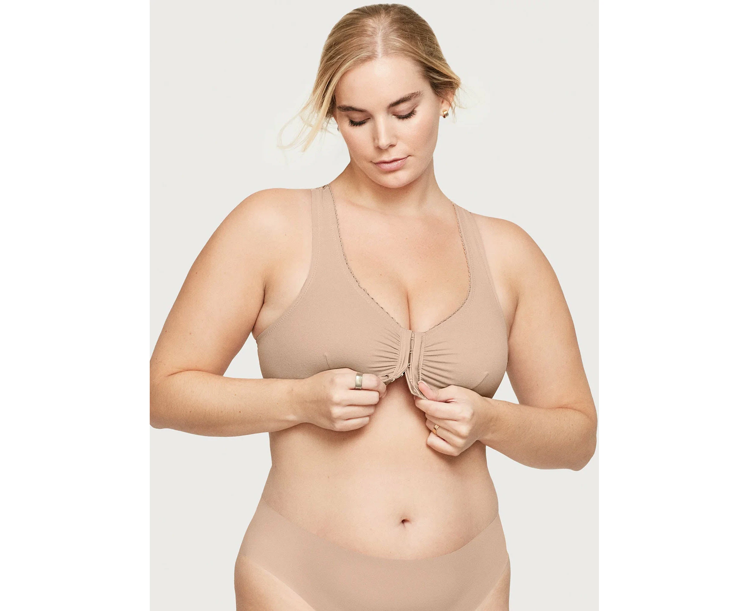 Glamorise: Off Duty Front Close T Back Comfort Sleep Bra  Cafe