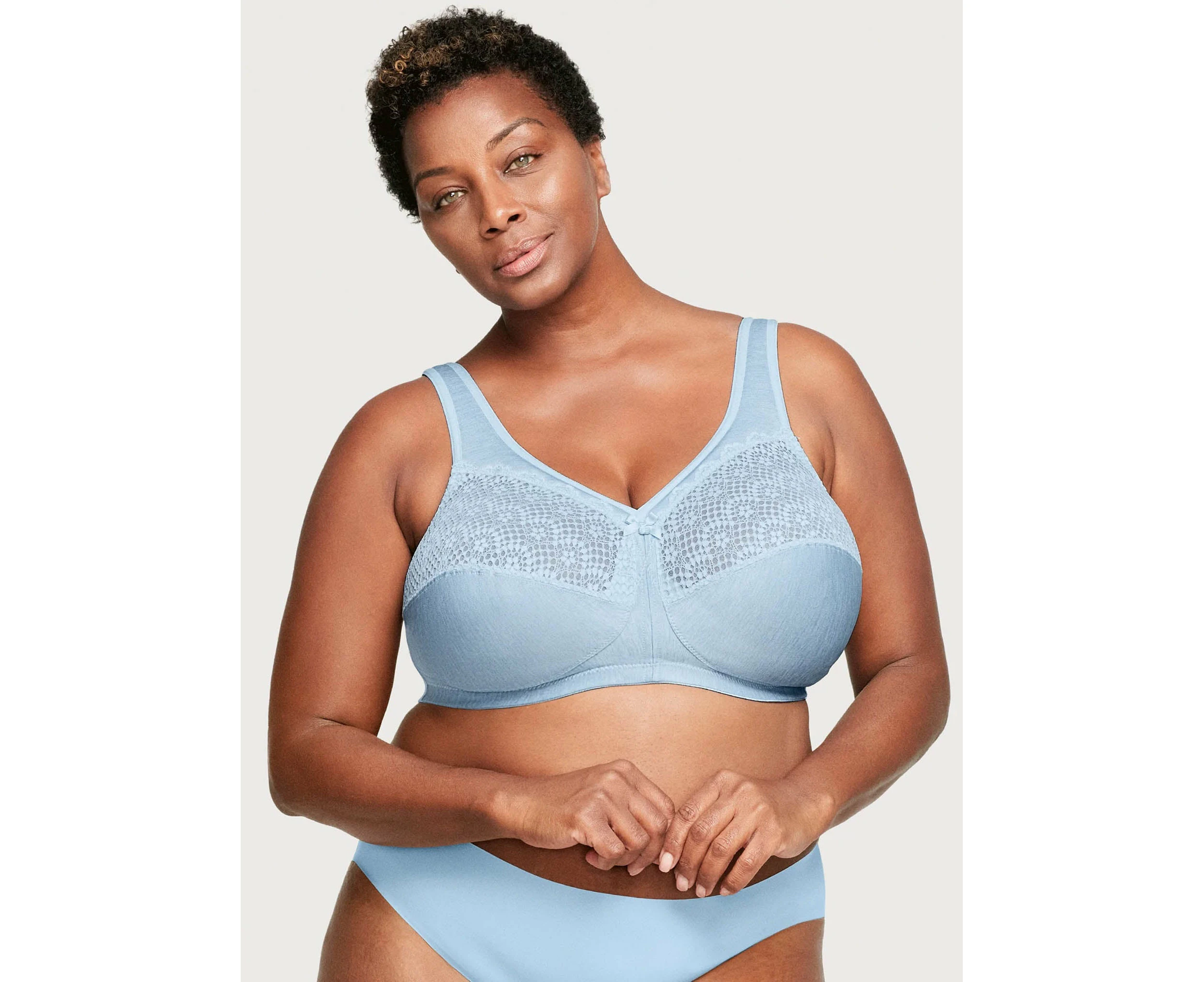 Glamorise: Magic Lift Wire Free Cooling Bra  Light Blue Heather