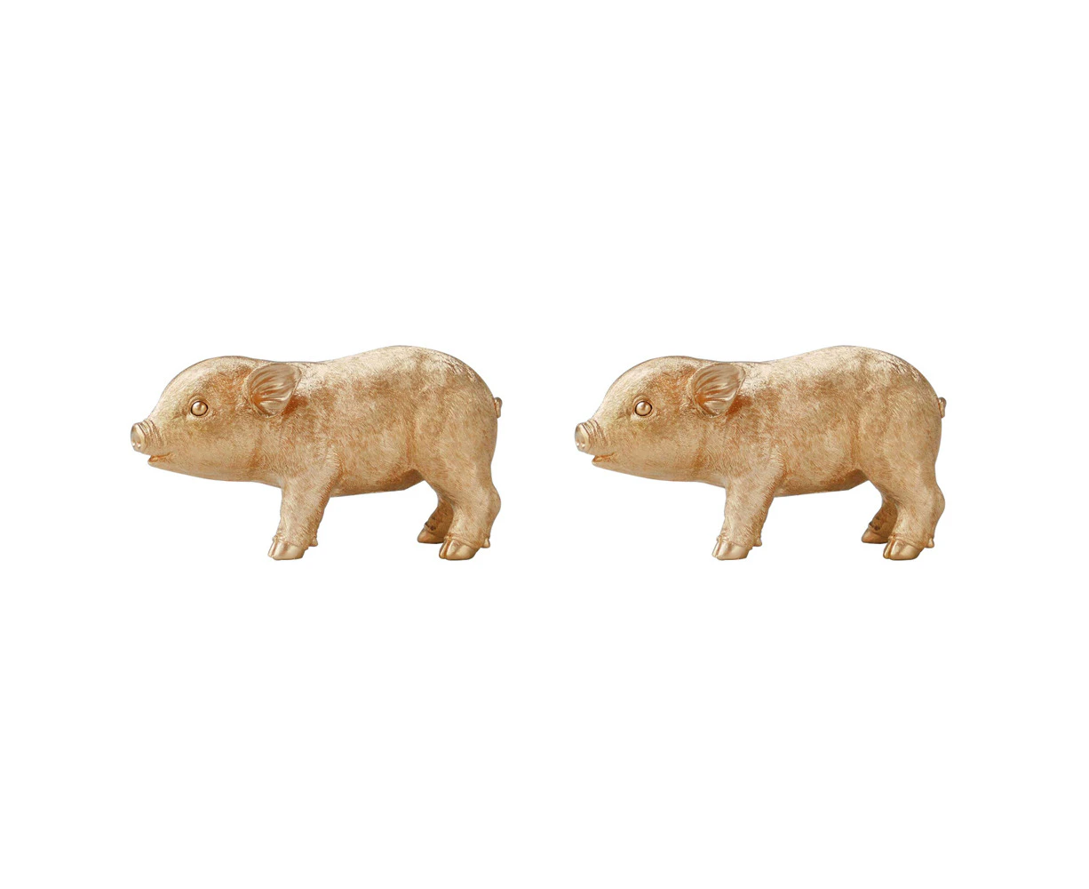 2x White Moose Resin Pig Money Saver Box Home/Room Ornament Display Decor Gold