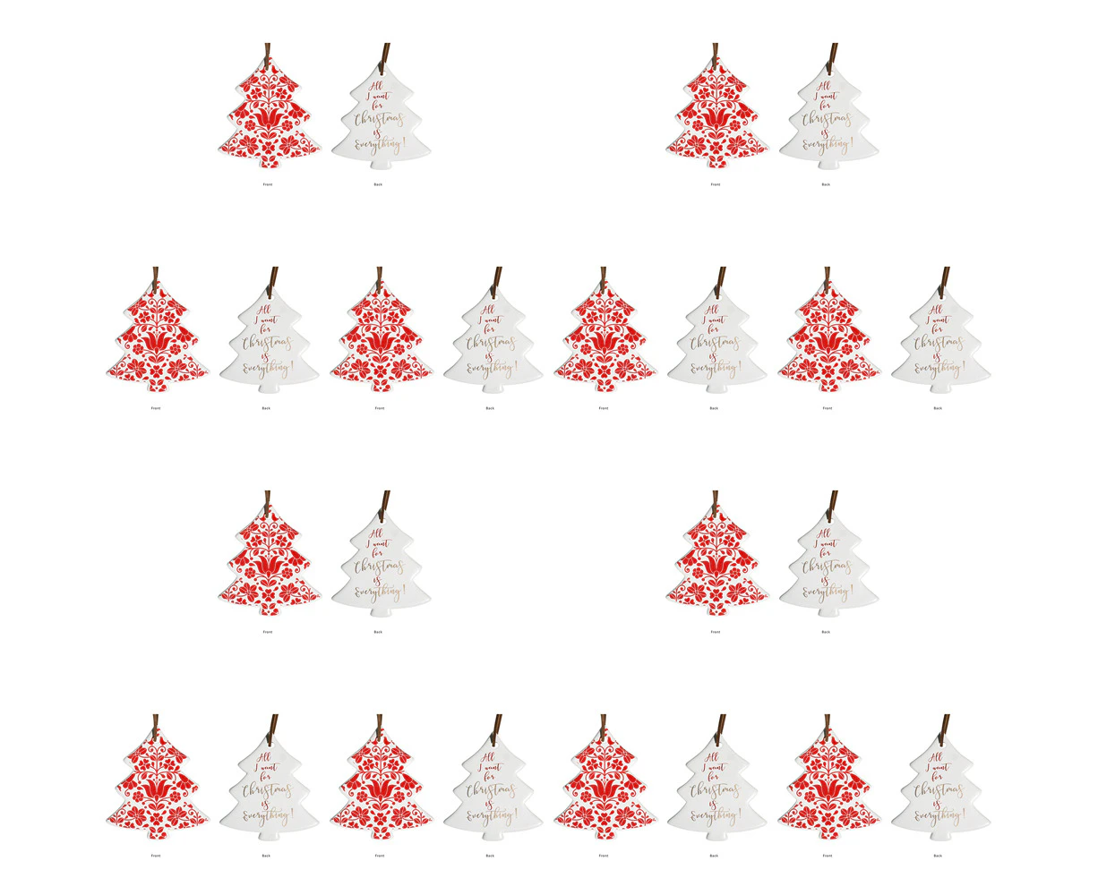 12PK LVD Tree Floral Home/Office Hanging X-mas Display Ornament Decor 8x9cm Red