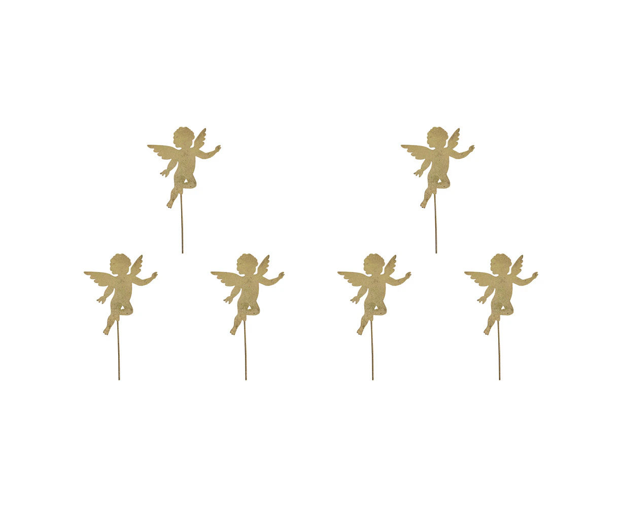 6PK LVD Metal Pot Stake Cherub Home/Living Room Xmas Display Decor 48x13cm Gold