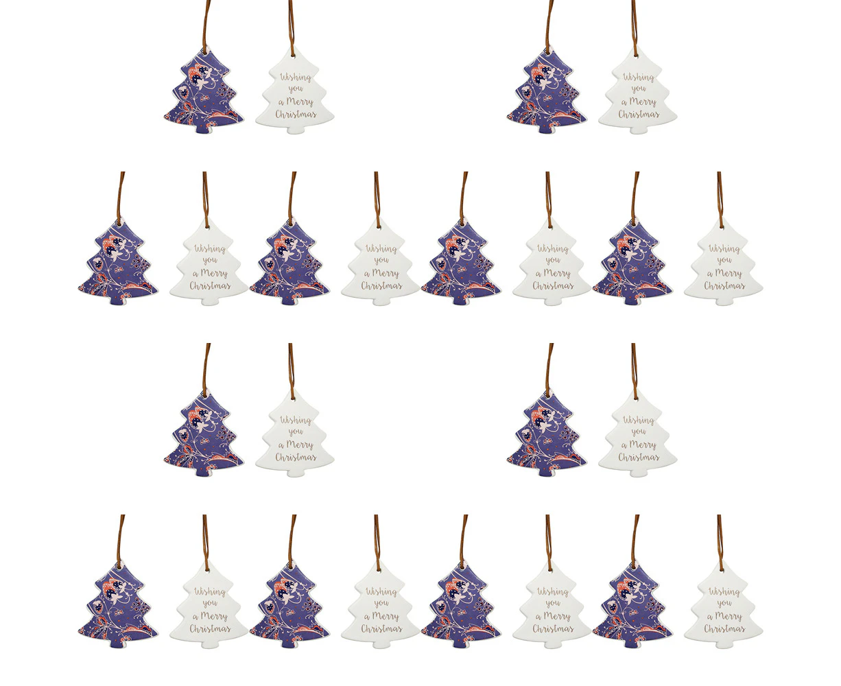 12PK LVD Ceramic Tree Strawberry Home Hanging Xmas Ornament Display 8x9cm Decor