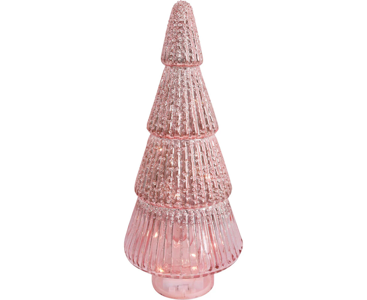 LVD LED Glass X-mas Tree XL Home/Living Room Ornament Decor 18x41cm Pink