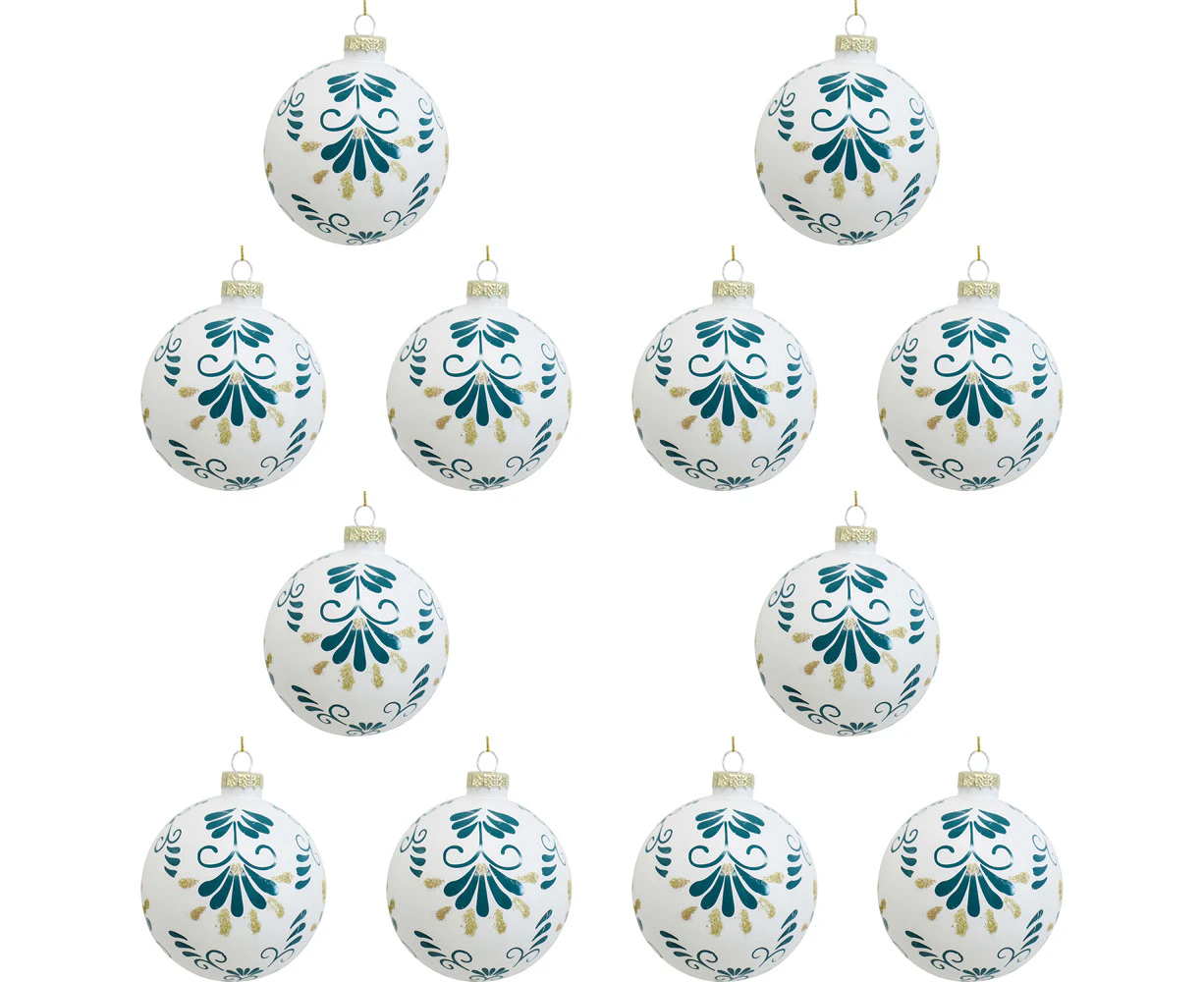 12PK LVD Glass Bauble Chinoiserie Home/Office Xmas Ornament Hanging Decor 8cm