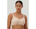 Triumph Lacy Minimiser N Wireless Wire Free Bra Women Comfy Underwear Plus Size - Beige