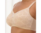 Triumph Lacy Minimiser N Wireless Wire Free Bra Women Comfy Underwear Plus Size - Beige