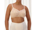 Triumph Lacy Minimiser N Wireless Wire Free Bra Women Comfy Underwear Plus Size - Beige