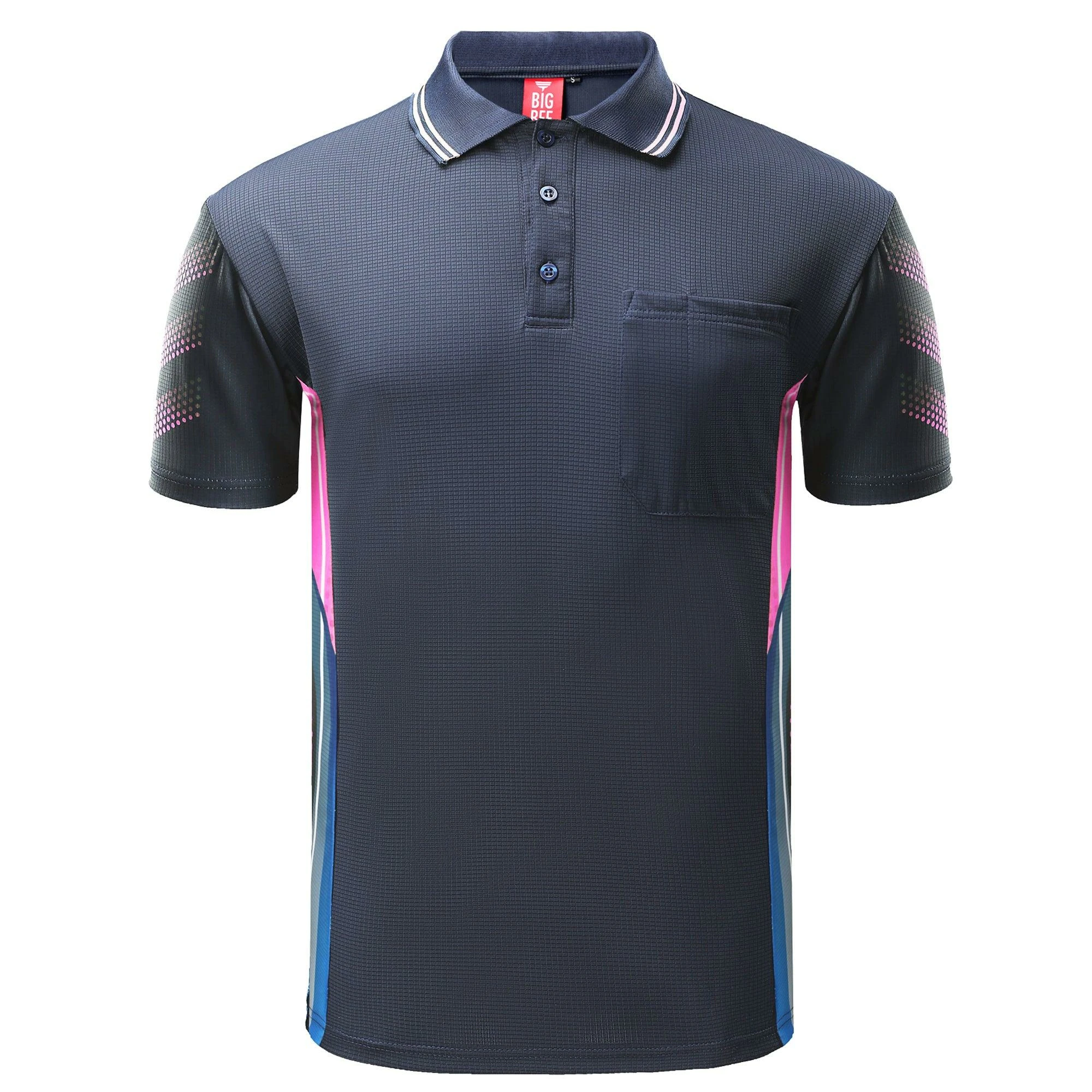 BigBEE   Panel Polo Shirt Short Sleeve with Under Arm Vents - NAVY/PINK