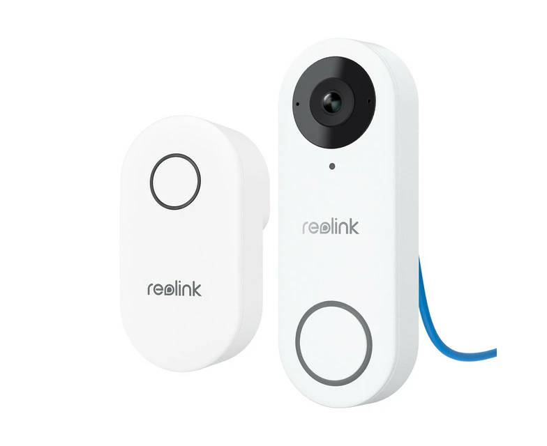 Reolink Smart Wired Doorbell with Chime, 2K HD Video, Power over Ethernet, Person Detection, Works with Reolink NVRs, White