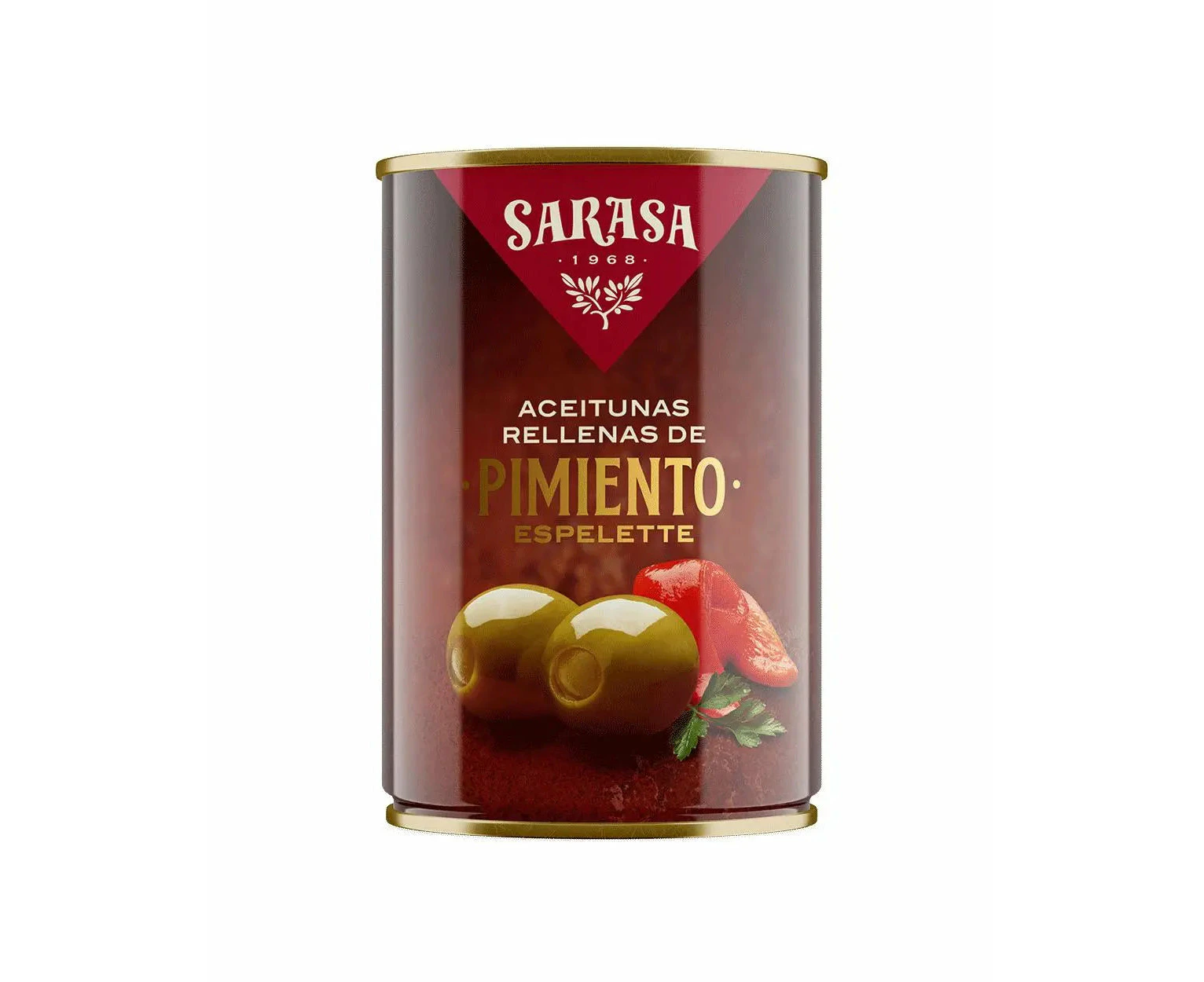 Sarasa | Gourmet Green Aceitunas Rellenas de Pimiento Espelette | GF 300g (130g drained)