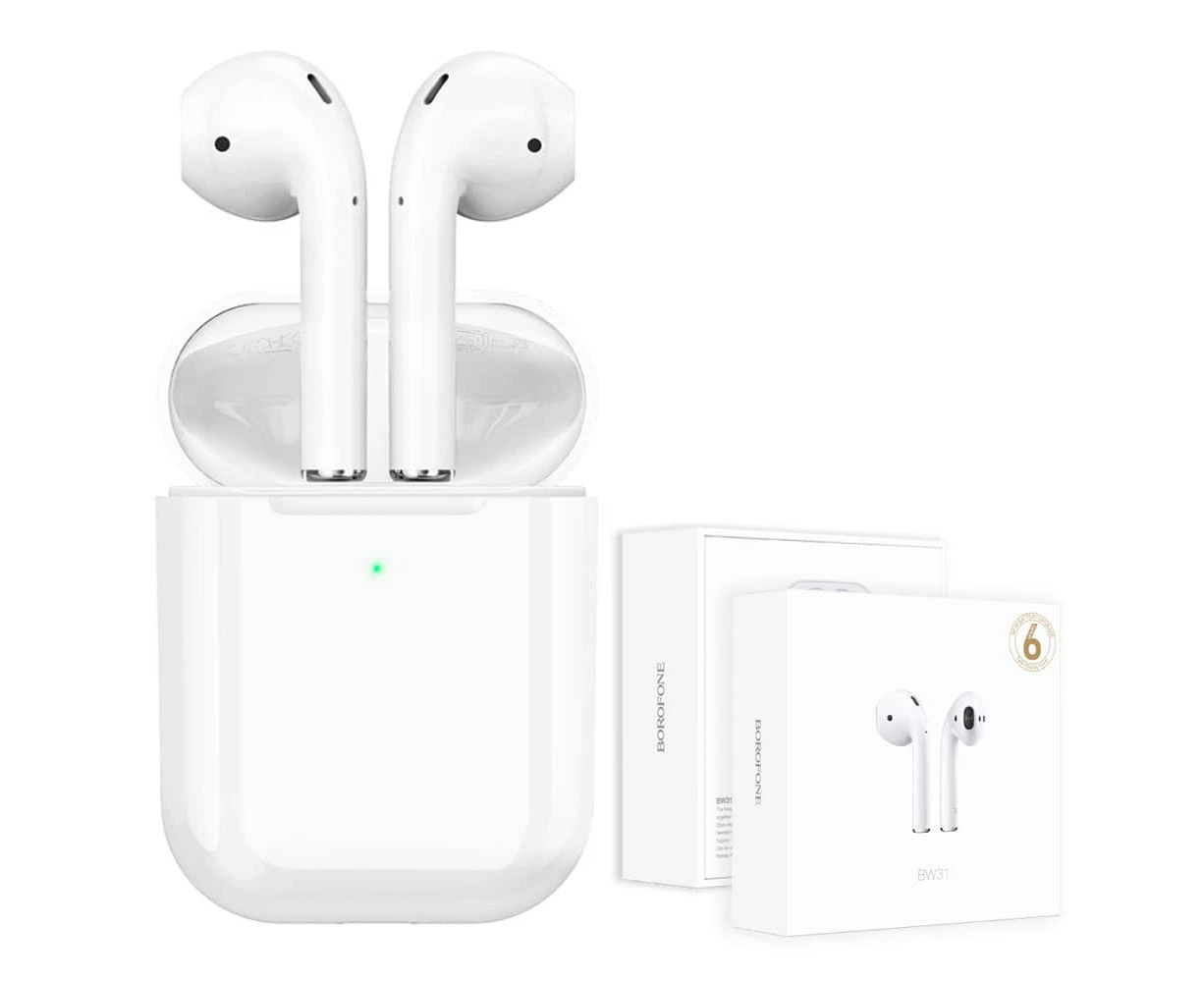 Borofone BW31 TWS True Wireless Stereo Bluetooth Earphone Touch Control Headphone Sports Earbuds Headset (White)