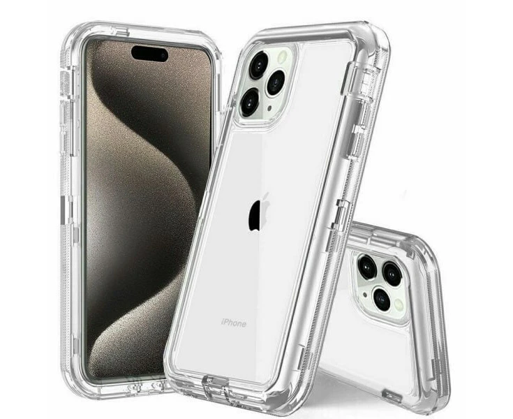 For Apple iPhone 16 Pro Case Drop Resistant Defender Tradies Heavy Duty Rugged Shockproof Tough Cover (Clear)