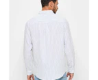 Target Linen Blend Long Sleeve Stripe Shirt