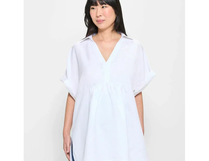 Target Maternity Linen Blend Popover Shirt