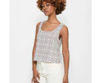 Petites Linen Blend Square Neck Tank Top - Dannii Minogue