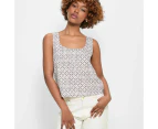 Petites Linen Blend Square Neck Tank Top - Dannii Minogue