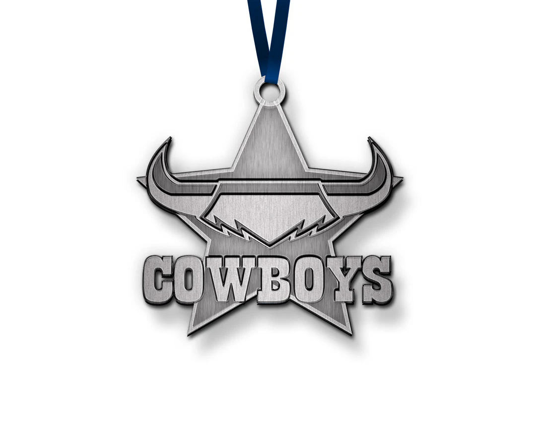 Official NRL North Queensland Cowboys 3D Metal Logo Christmas Ornament