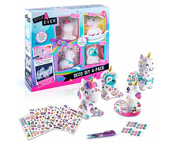 CANAL TOYS Tiere OFG 177 Creative Hobbies Style for Ever Llama Unicorn, Deco DIY x 4