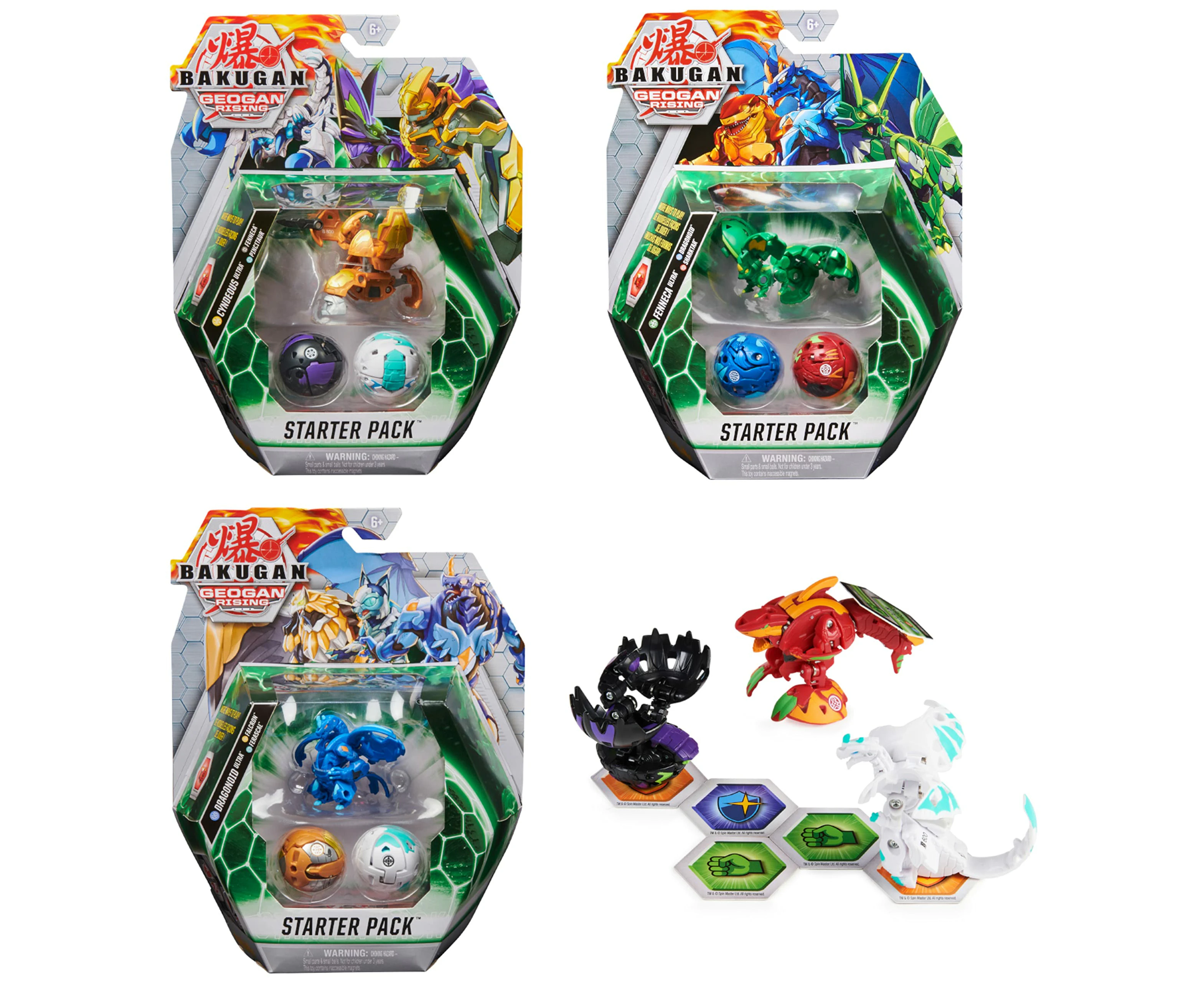 Bakugan Starter Pack 3-Pack, Sharktar Ultra, Geogan Rising Collectible Action Figures