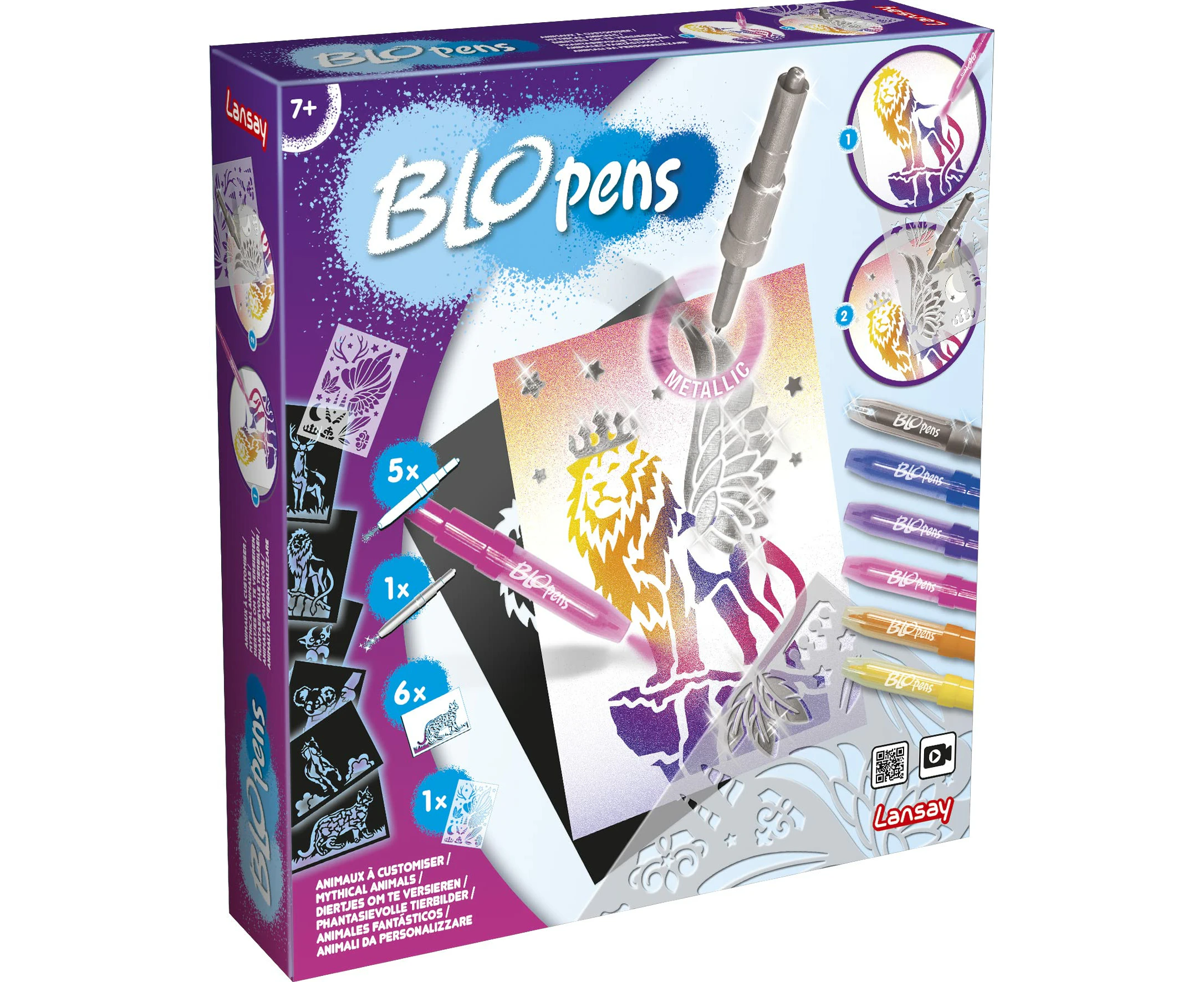 Lansay 23643 Blopens-Animals to Customise-Drawings and Coloring Pages-from 7 Years Old, Transparent/Green