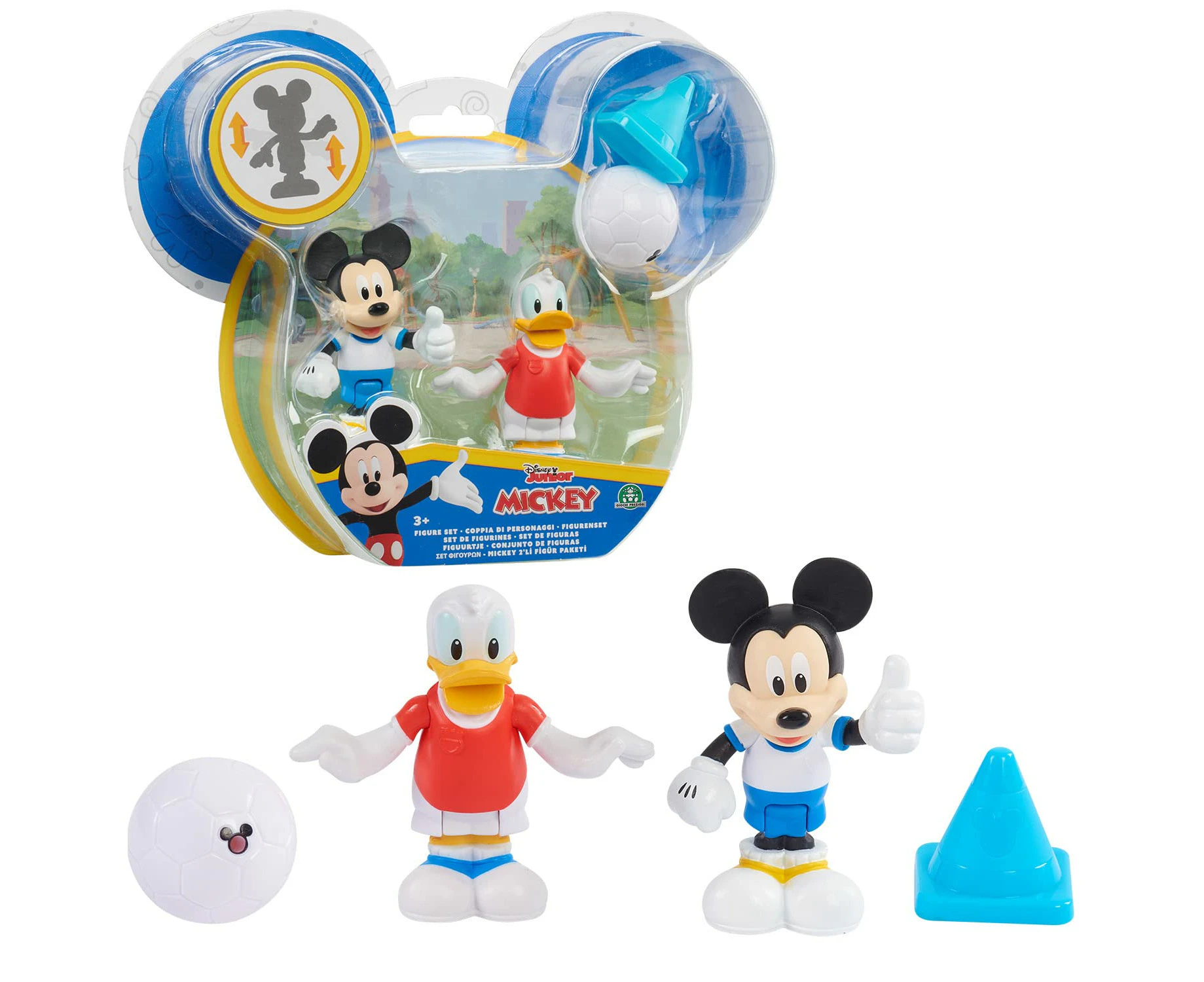 Giochi Preziosi Mickey, 2 Articulated Figures 7.5 cm with Accessories, Football Theme, Toy for Children from 3 Years, Mcc042