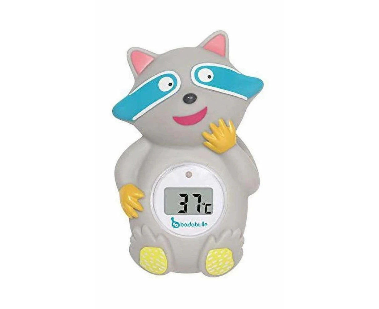 Badabulle Racoon Baby Bath Thermometer, bath and room thermometer, Grey Racoon