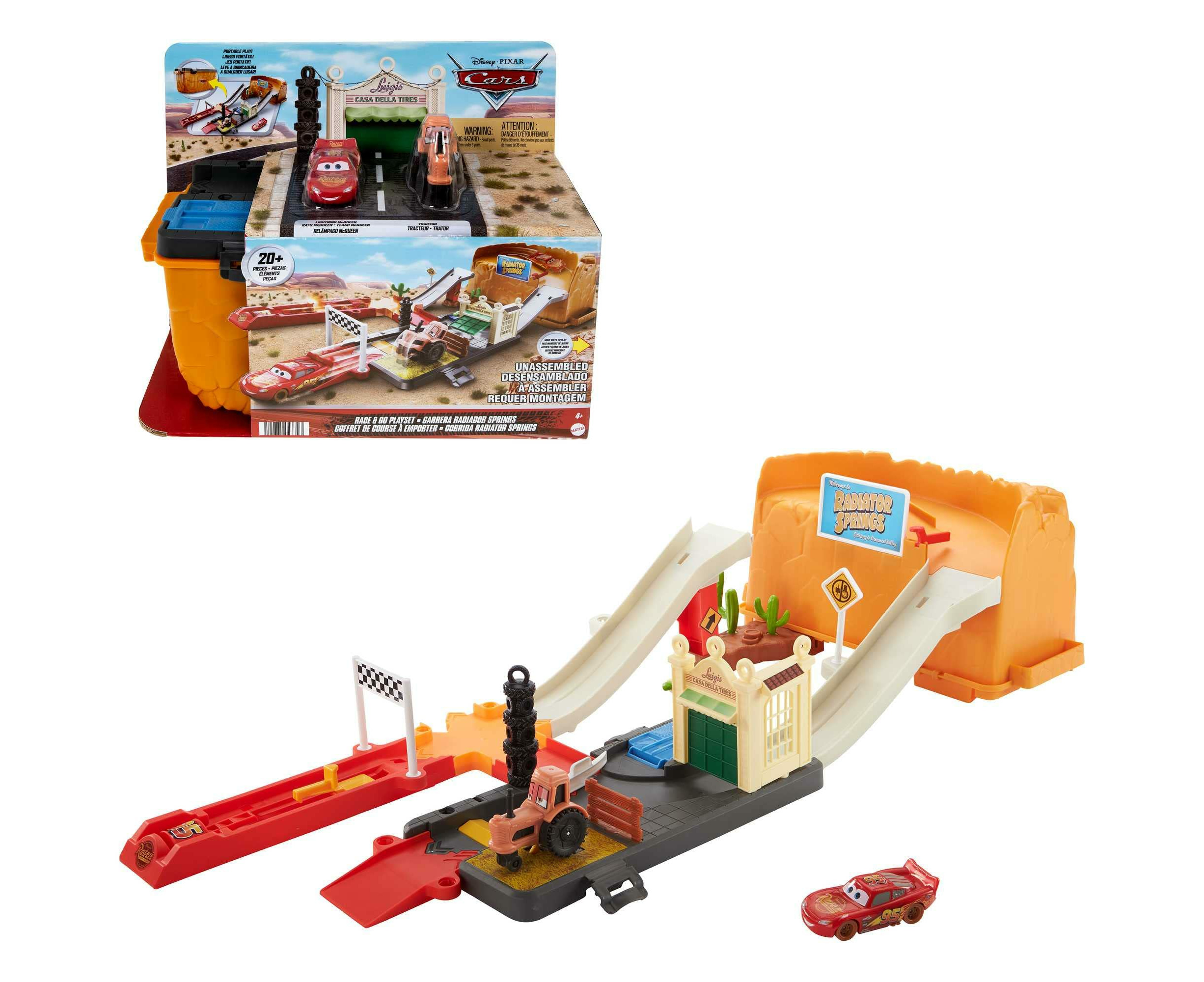 Disney and Pixar Cars Toys Track Set and Storage with Lightning McQueen Toy Car Race and Go Playset HDN02 Catch