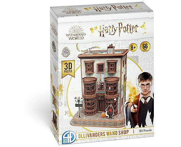 Asmodee 4D51069 3D Puzzle: Harry Potter Ollivanders Wand Shop Model Making Kit, Chopsticks, 5.7" x 5.7" x 7"