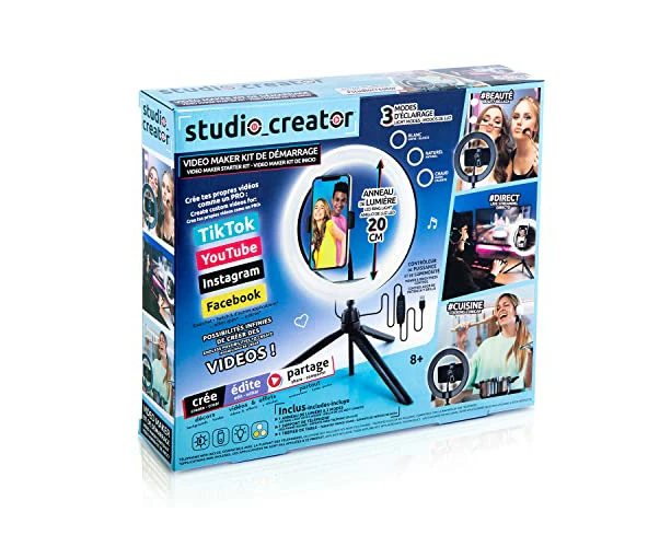 Canal Toys - Studio Creator - Professional Video Creation Starter Kit - 3 Modes LED Ring Light with Tripod-Channel, INF 019, White