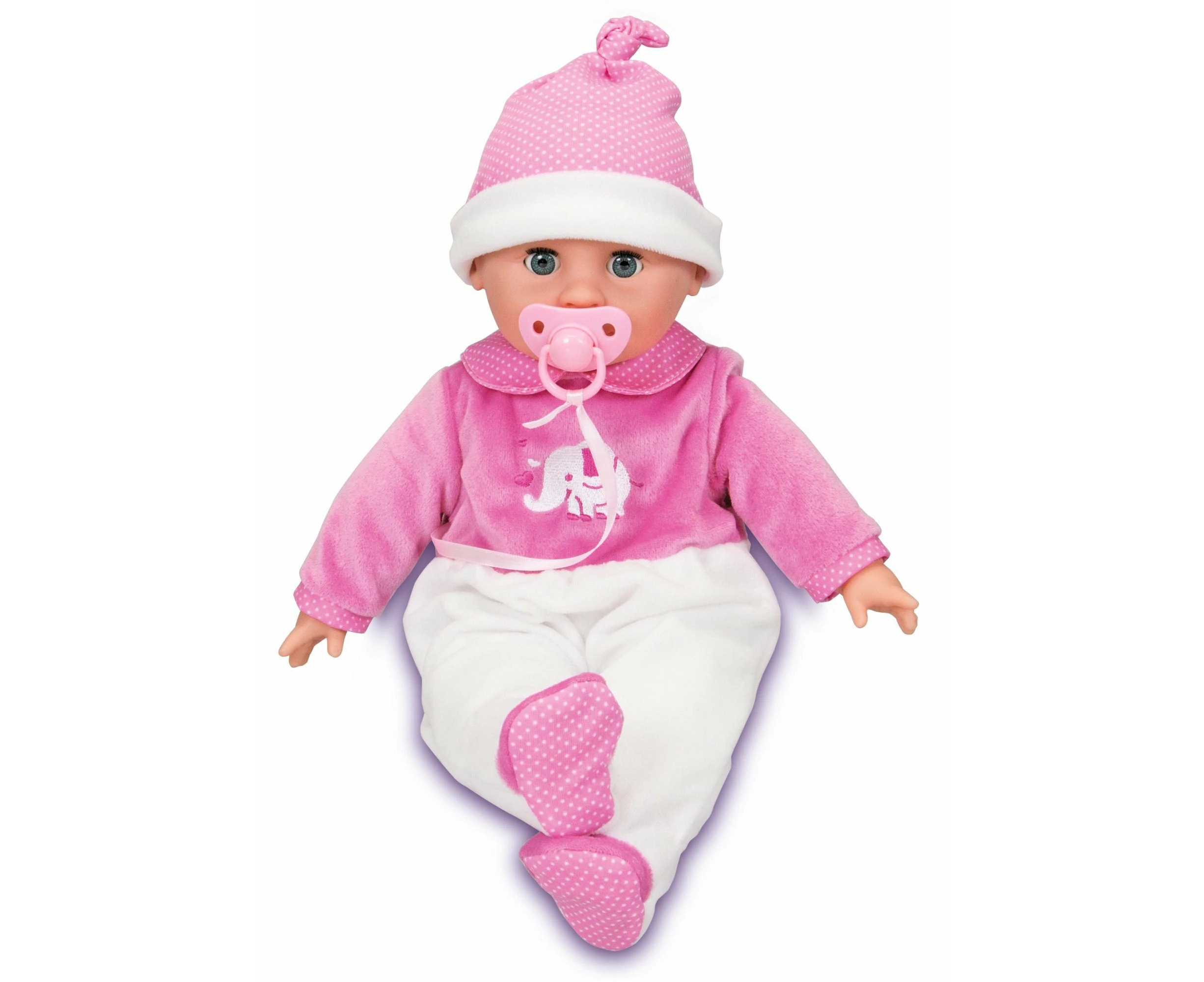 Simba Laura Schlafenszeit 105149466 Soft Body Doll with Sleeping Eyes, Sucks on Dummy, Sleeps, Babbles and Plays Lullaby, 24 Baby Sounds, 38 cm, Baby Doll