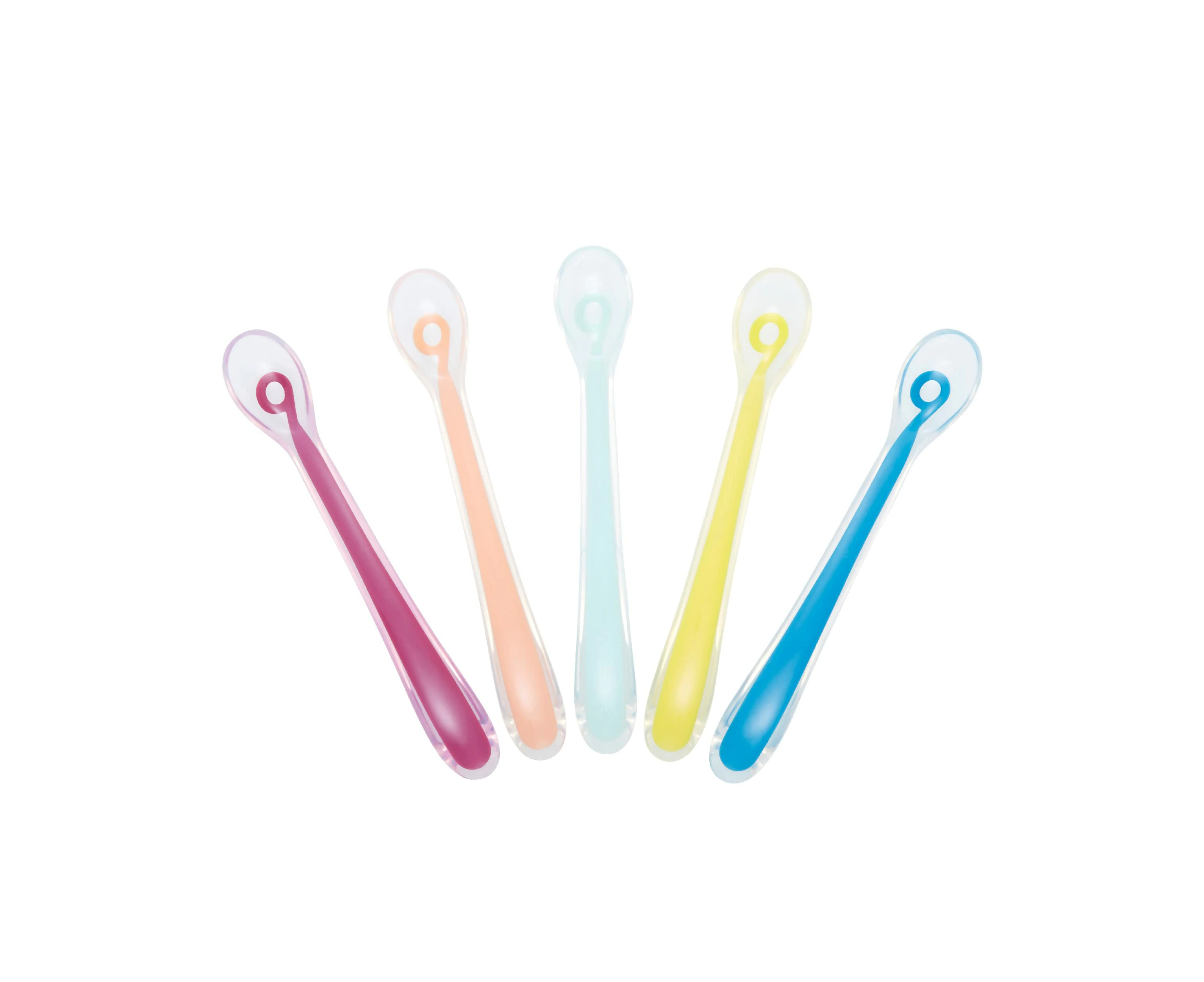 Babymoov Silicone Baby Feeding Spoons, First Stage Weaning, Multi-Colour, Set of 5