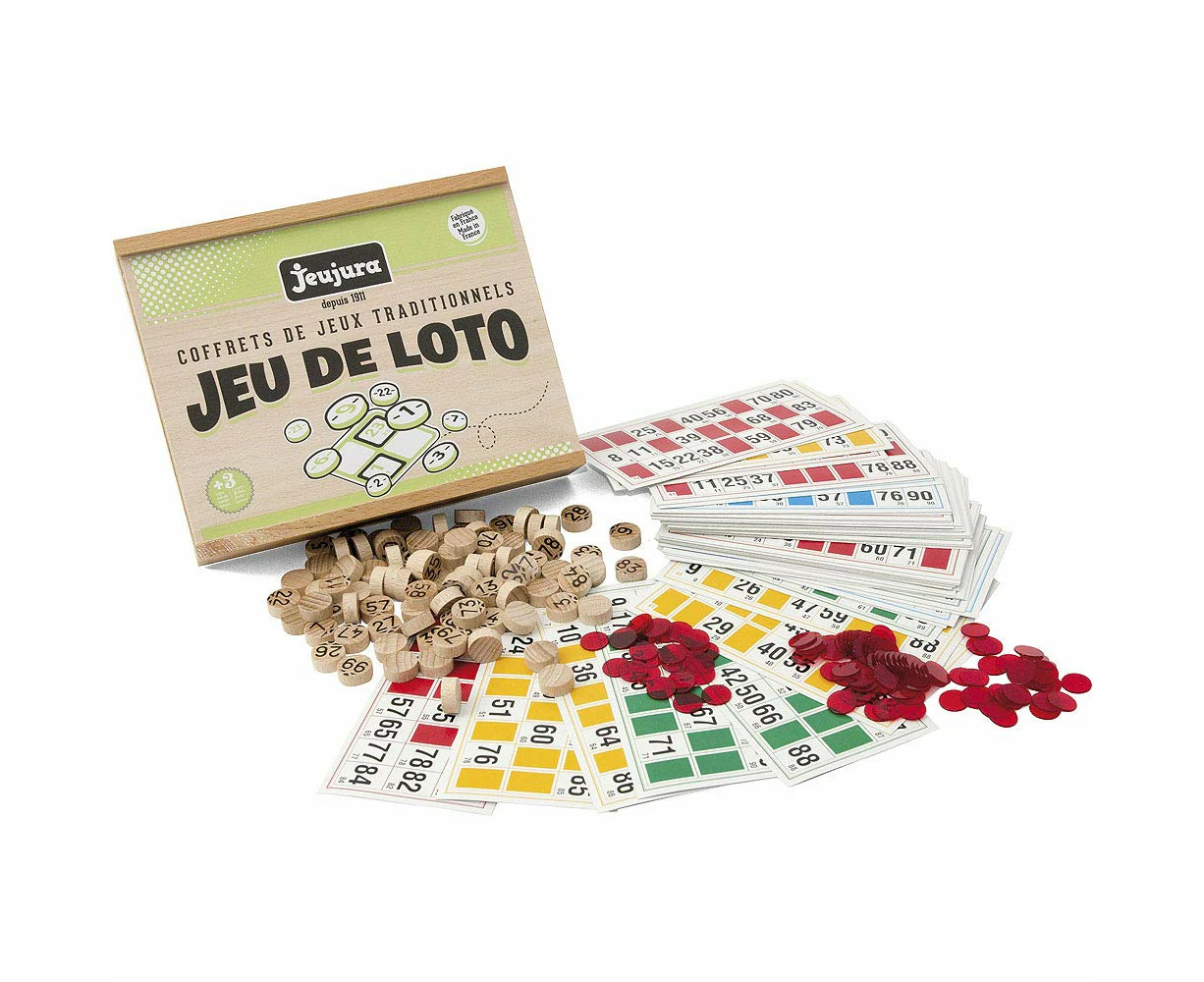 Jeujura JeujuraJ8139 Bingo Game in Wooden Box, Multi-Color