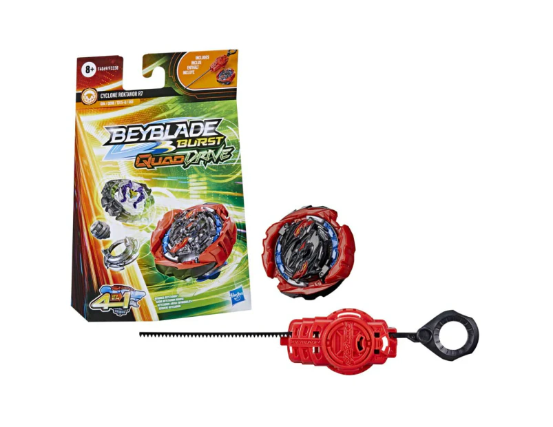 Hasbro Beyblade Burst QuadDrive, Starter Pack with Cyclone Roktavor R7 Spinning Top and Launcher, Toy for Kids