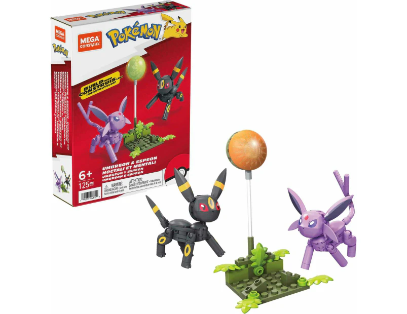 Mega Construx Pokémon Umbreon & Espeon Construction Set - Buildable & Posable Figures - Glow-In-The-Dark Moon - 122 Pieces - 5" h - Gift for Kids 6+ - HGC2