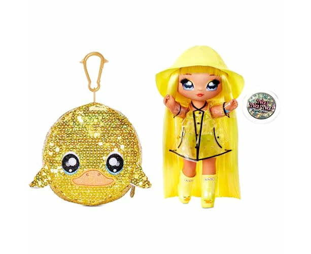 Na Na Na Surprise 2-in-1 Fashion Doll And Sparkly Pom Purse, DARIA DUCKIE. Raincoat Doll With Luxury Outfits and Fashion Accessories. Sparkle Series. Colle